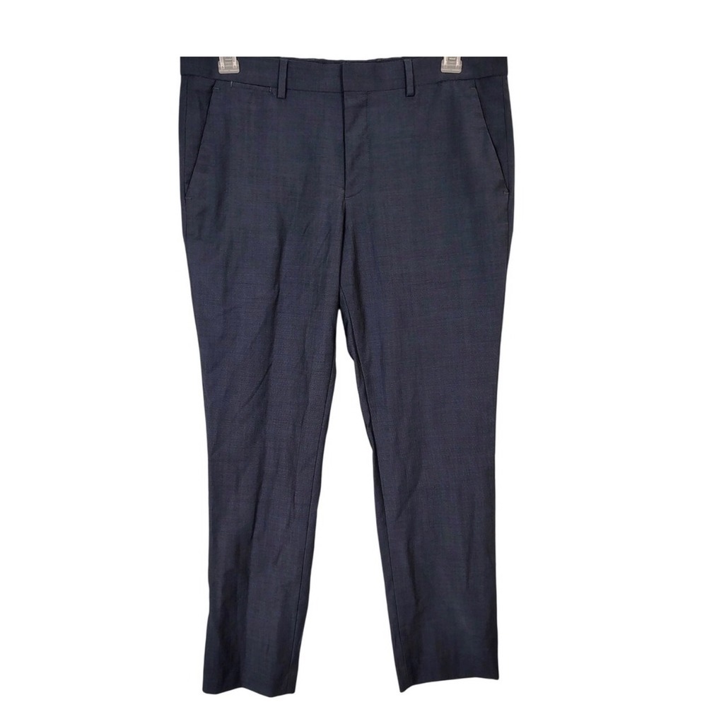 Express Innovator Mens 33x32 Navy Blue Wool Blend Slim Fit Dress Pants Stretch